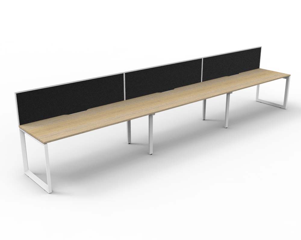 RAPID INFINITY DELUXE 3 PERSON LOOP LEG SINGLE SIDED WORKSTATION 1200 X 750 X 730MM BLACK SCREEN / NATURAL OAK TOP / WHITE FRAME