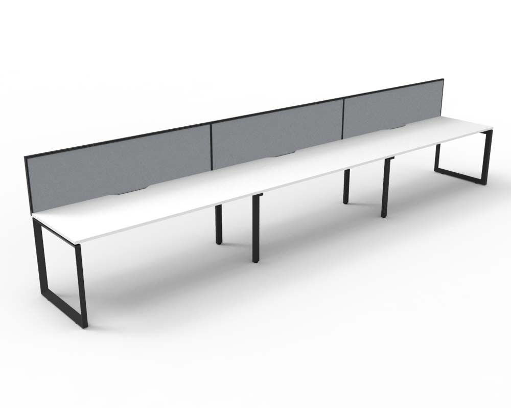 RAPID INFINITY DELUXE 3 PERSON LOOP LEG SINGLE SIDED WORKSTATION 1500 X 750 X 730MM GREY SCREEN / NATURAL WHITE TOP / BLACK FRAME