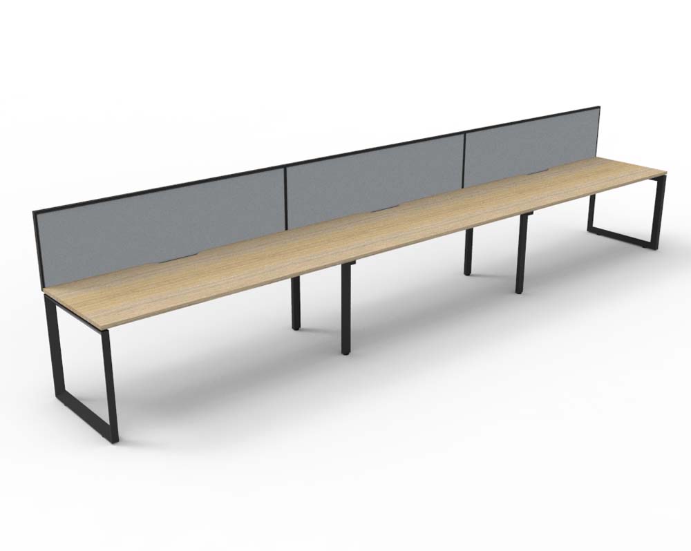 RAPID INFINITY DELUXE 3 PERSON LOOP LEG SINGLE SIDED WORKSTATION 1500 X 750 X 730MM GREY SCREEN / NATURAL OAK TOP / BLACK FRAME