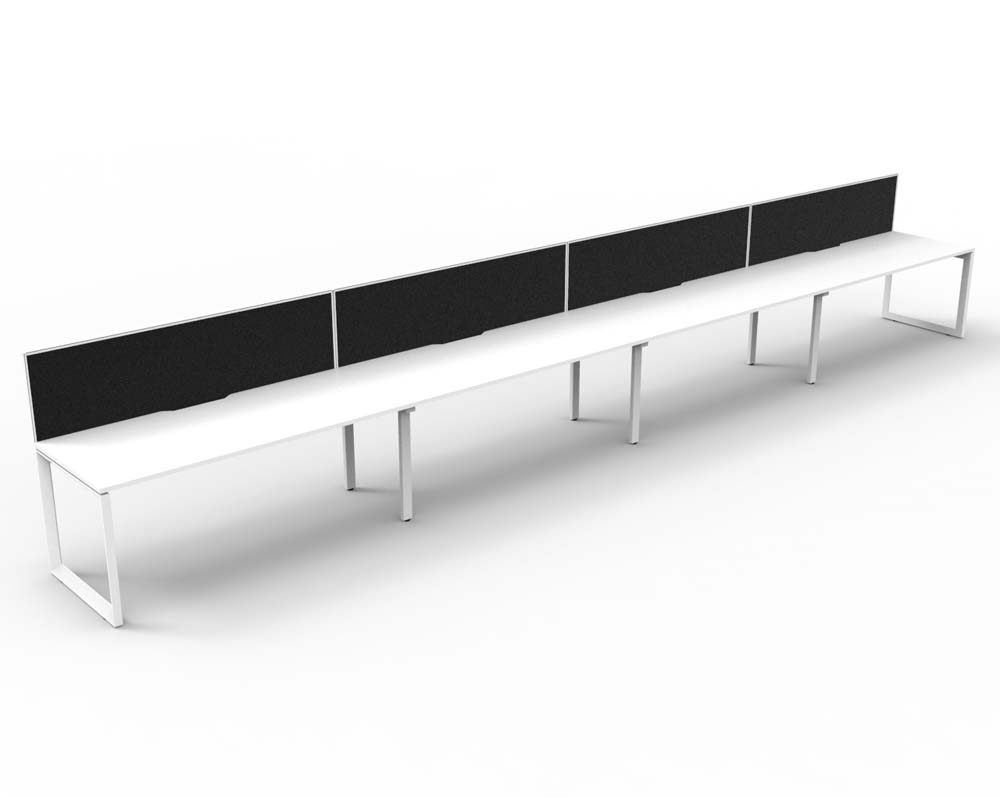 RAPID INFINITY DELUXE 4 PERSON LOOP LEG SINGLE SIDED WORKSTATION 1200 X 750 X 730MM BLACK SCREEN / NATURAL WHITE TOP / WHITE FRAME