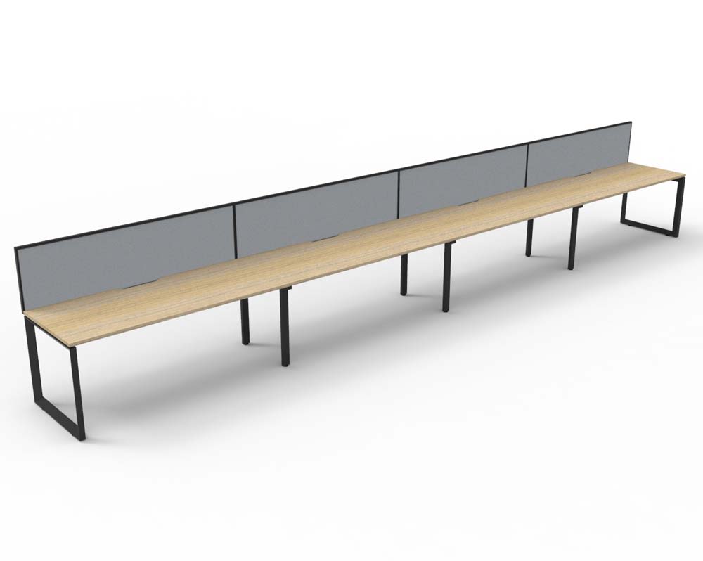 RAPID INFINITY DELUXE 4 PERSON LOOP LEG SINGLE SIDED WORKSTATION 1500 X 750 X 730MM GREY SCREEN / NATURAL OAK TOP / BLACK FRAME