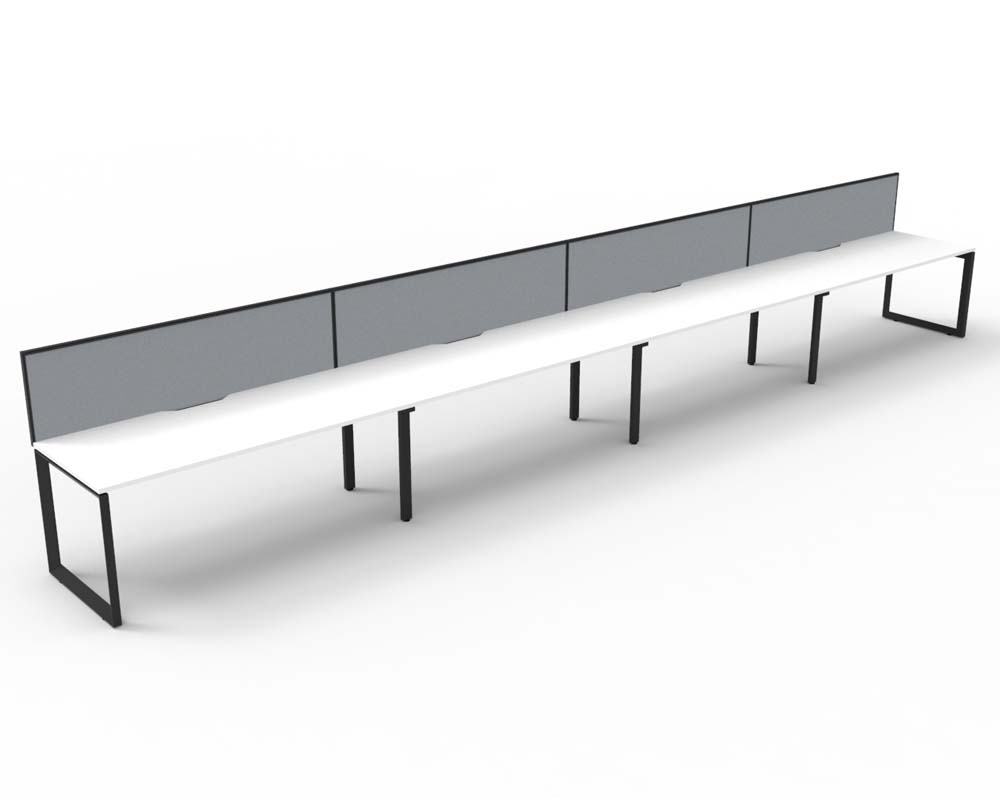 RAPID INFINITY DELUXE 4 PERSON LOOP LEG SINGLE SIDED WORKSTATION 1800 X 750 X 730MM GREY SCREEN / NATURAL WHITE TOP / BLACK FRAME