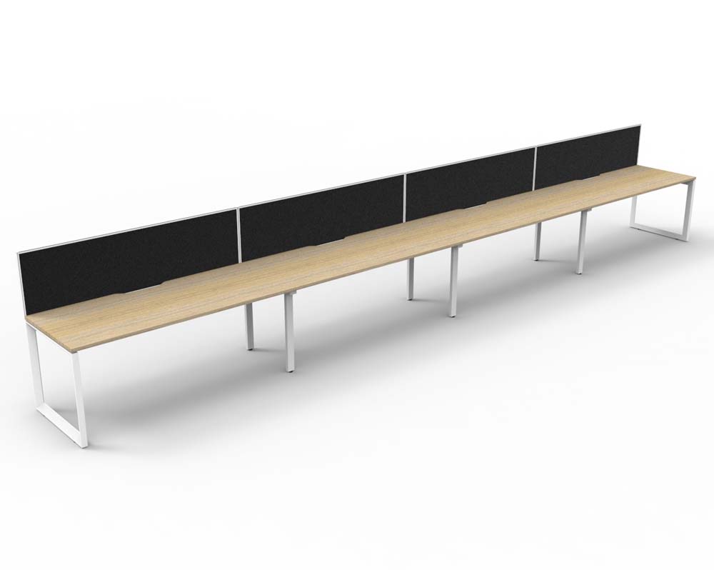 RAPID INFINITY DELUXE 4 PERSON LOOP LEG SINGLE SIDED WORKSTATION 1800 X 750 X 730MM BLACK SCREEN / NATURAL OAK TOP / WHITE FRAME