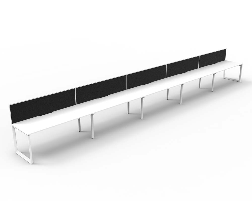 RAPID INFINITY DELUXE 5 PERSON LOOP LEG SINGLE SIDED WORKSTATION 1200 X 750 X 730MM BLACK SCREEN / NATURAL WHITE TOP / WHITE FRAME