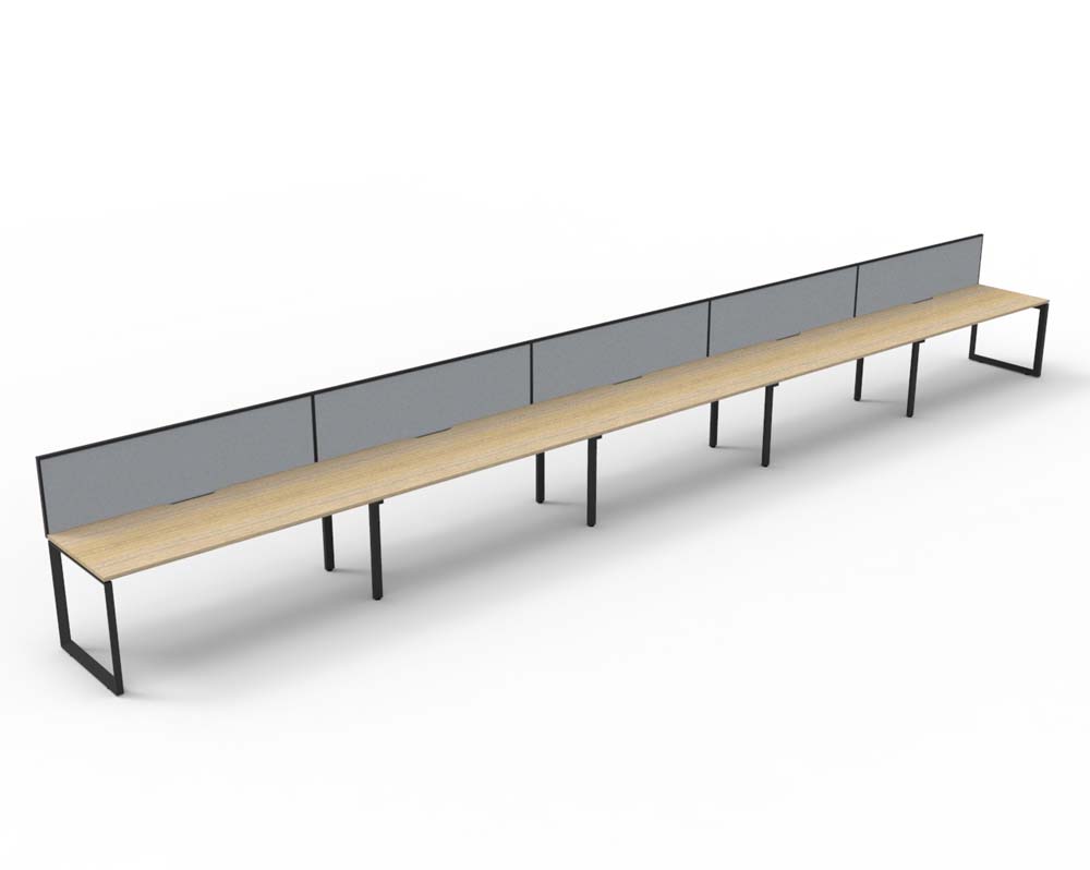 RAPID INFINITY DELUXE 5 PERSON LOOP LEG SINGLE SIDED WORKSTATION 1800 X 750 X 730MM GREY SCREEN / NATURAL OAK TOP / BLACK FRAME