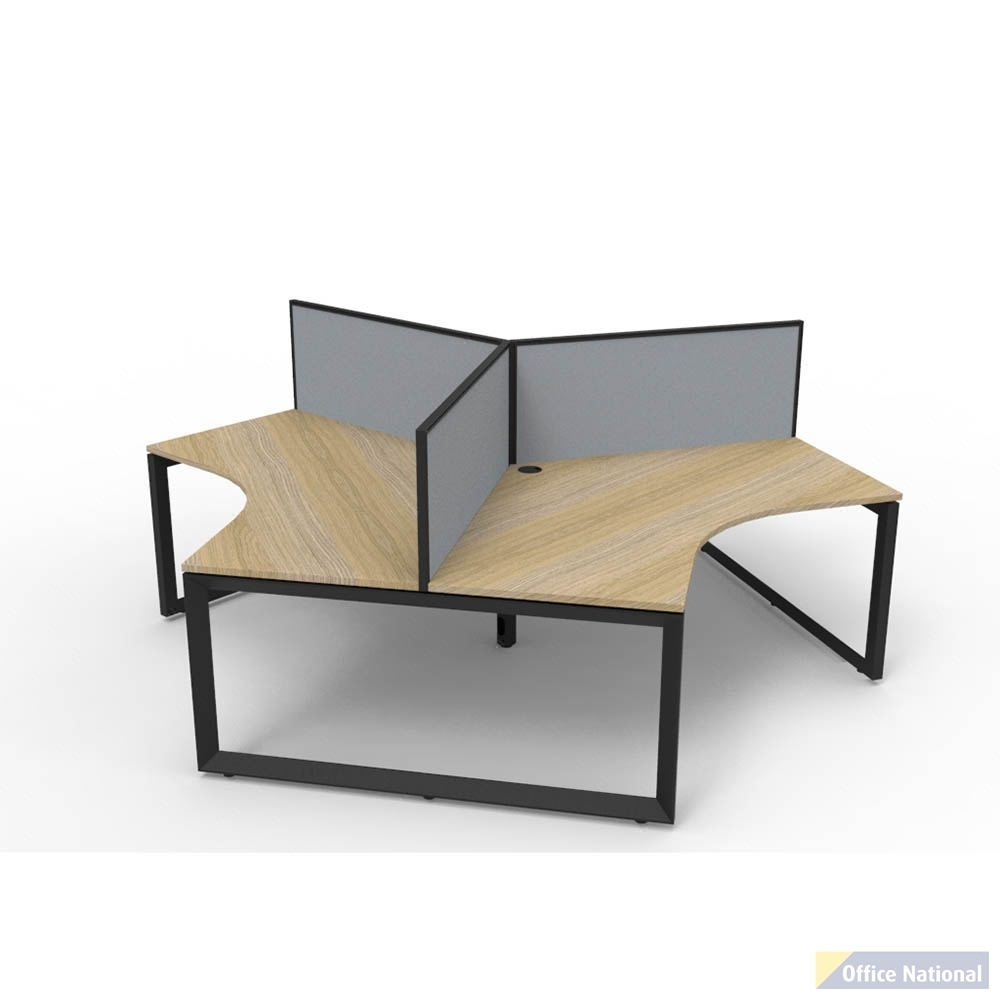 RAPIDLINE DELUXE INFINITY 120 DEGREE WORKSTATION LOOP LEG 3 PERSON WITH SCREEN 2866W X 730MM
