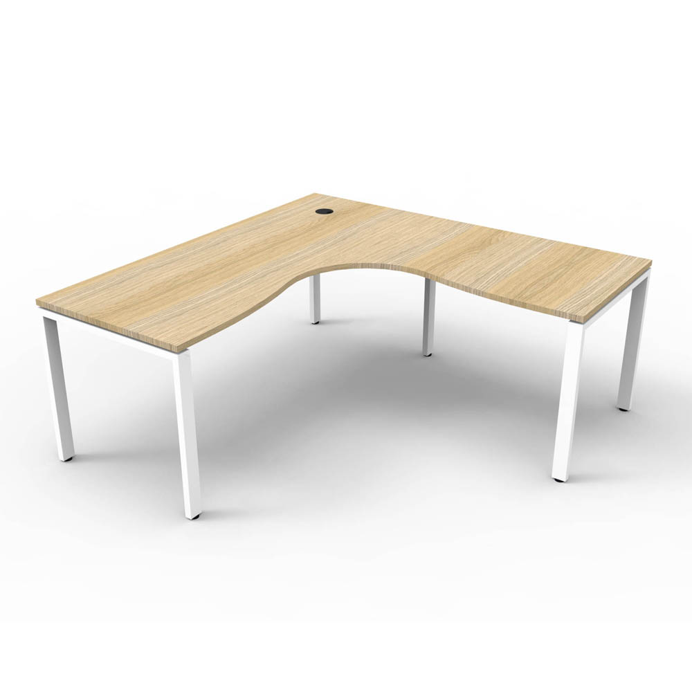 RAPID INFINITY DELUXE 1 PERSON PROFILE LEG SINGLE SIDED CORNER WORKSTATION 1800 X 1800 X 750 X 730MM NATURAL OAK TOP / WHITE FRAME