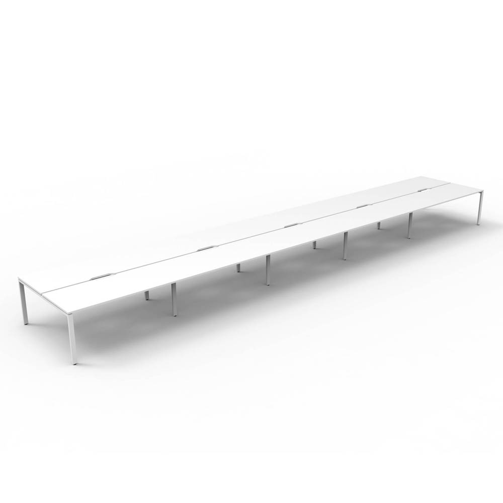 RAPID INFINITY DELUXE 10 PERSON PROFILE LEG DOUBLE SIDED WORKSTATION 1200 X 750 X 730MM NATURAL WHITE TOP / WHITE FRAME