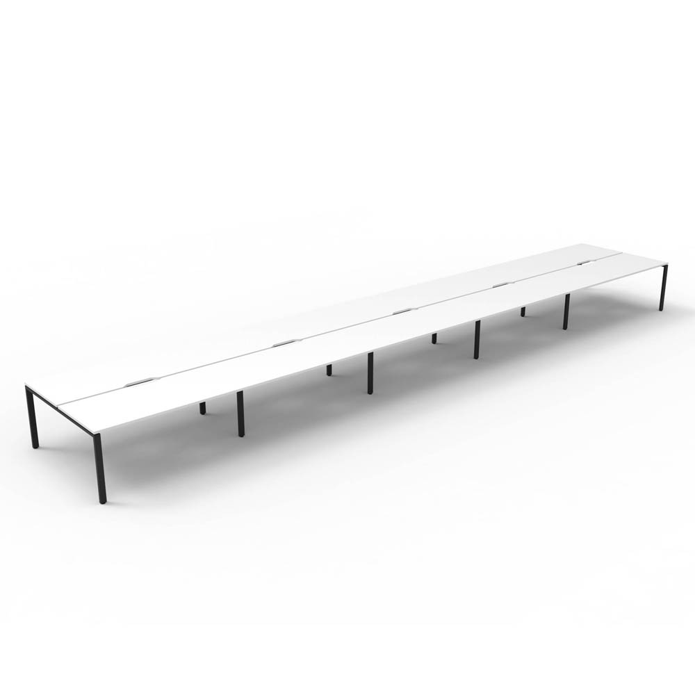 RAPID INFINITY DELUXE 10 PERSON PROFILE LEG DOUBLE SIDED WORKSTATION 1800 X 750 X 730MM NATURAL WHITE TOP / BLACK FRAME