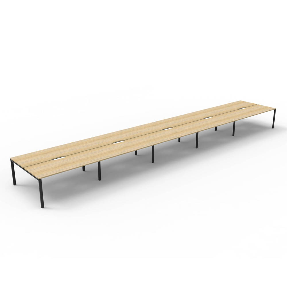 RAPID INFINITY DELUXE 10 PERSON PROFILE LEG DOUBLE SIDED WORKSTATION 1800 X 750 X 730MM NATURAL OAK TOP / BLACK FRAME