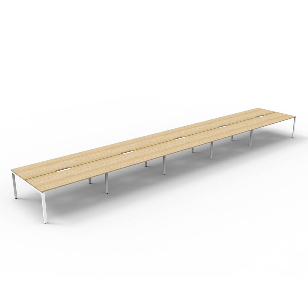 RAPID INFINITY DELUXE 10 PERSON PROFILE LEG DOUBLE SIDED WORKSTATION 1800 X 750 X 730MM NATURAL OAK TOP / WHITE FRAME