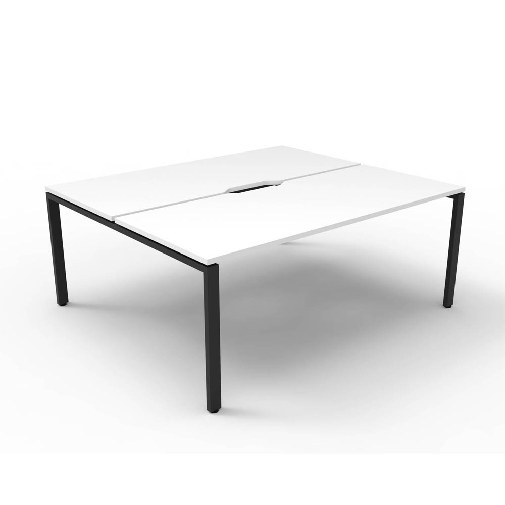 RAPID INFINITY DELUXE 2 PERSON PROFILE LEG DOUBLE SIDED WORKSTATION 1500 X 750 X 730MM NATURAL WHITE TOP / BLACK FRAME