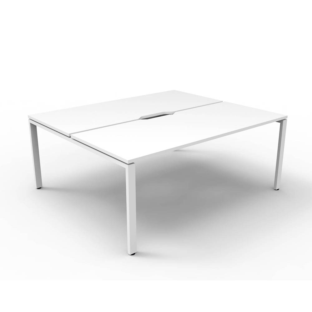 RAPID INFINITY DELUXE 2 PERSON PROFILE LEG DOUBLE SIDED WORKSTATION 1500 X 750 X 730MM NATURAL WHITE TOP / WHITE FRAME