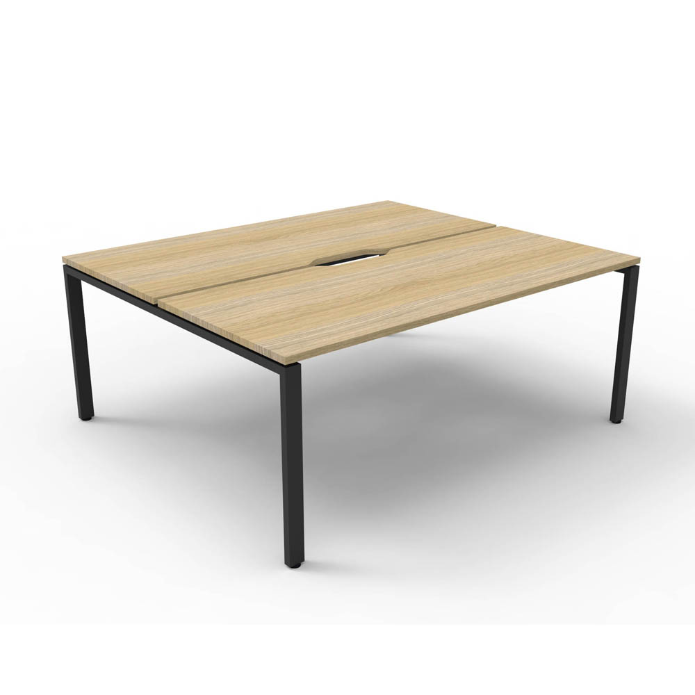 RAPID INFINITY DELUXE 2 PERSON PROFILE LEG DOUBLE SIDED WORKSTATION 1800 X 750 X 730MM NATURAL OAK TOP / BLACK FRAME