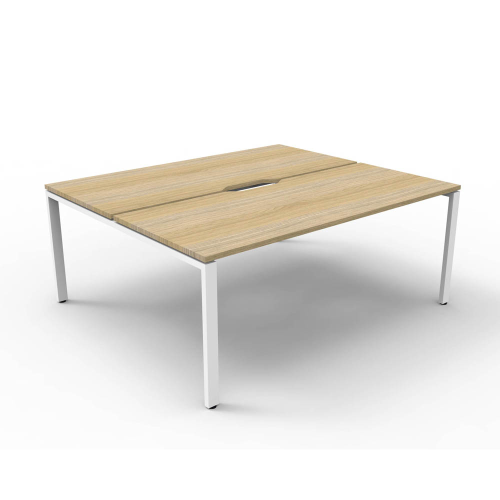 RAPID INFINITY DELUXE 2 PERSON PROFILE LEG DOUBLE SIDED WORKSTATION 1800 X 750 X 730MM NATURAL OAK TOP / WHITE FRAME
