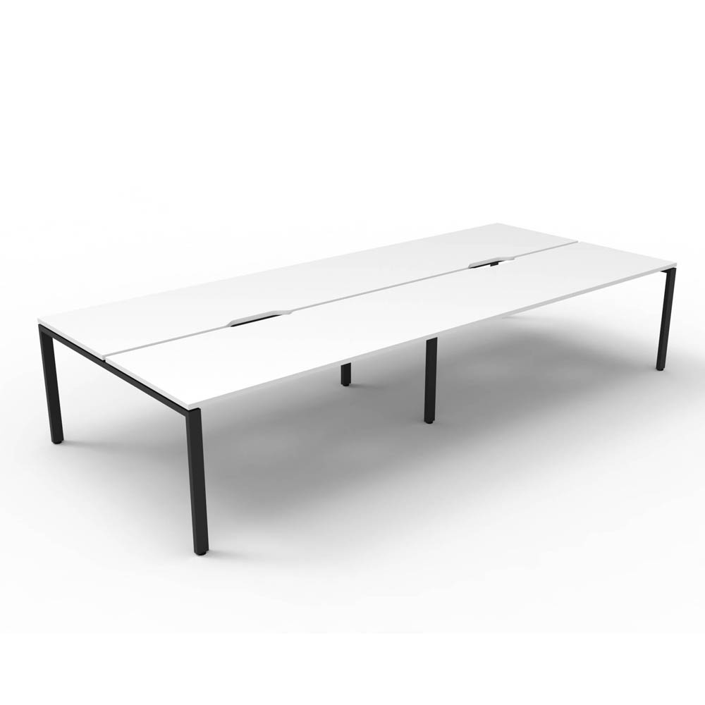 RAPID INFINITY DELUXE 4 PERSON PROFILE LEG DOUBLE SIDED WORKSTATION 1200 X 750 X 730MM NATURAL WHITE TOP / BLACK FRAME