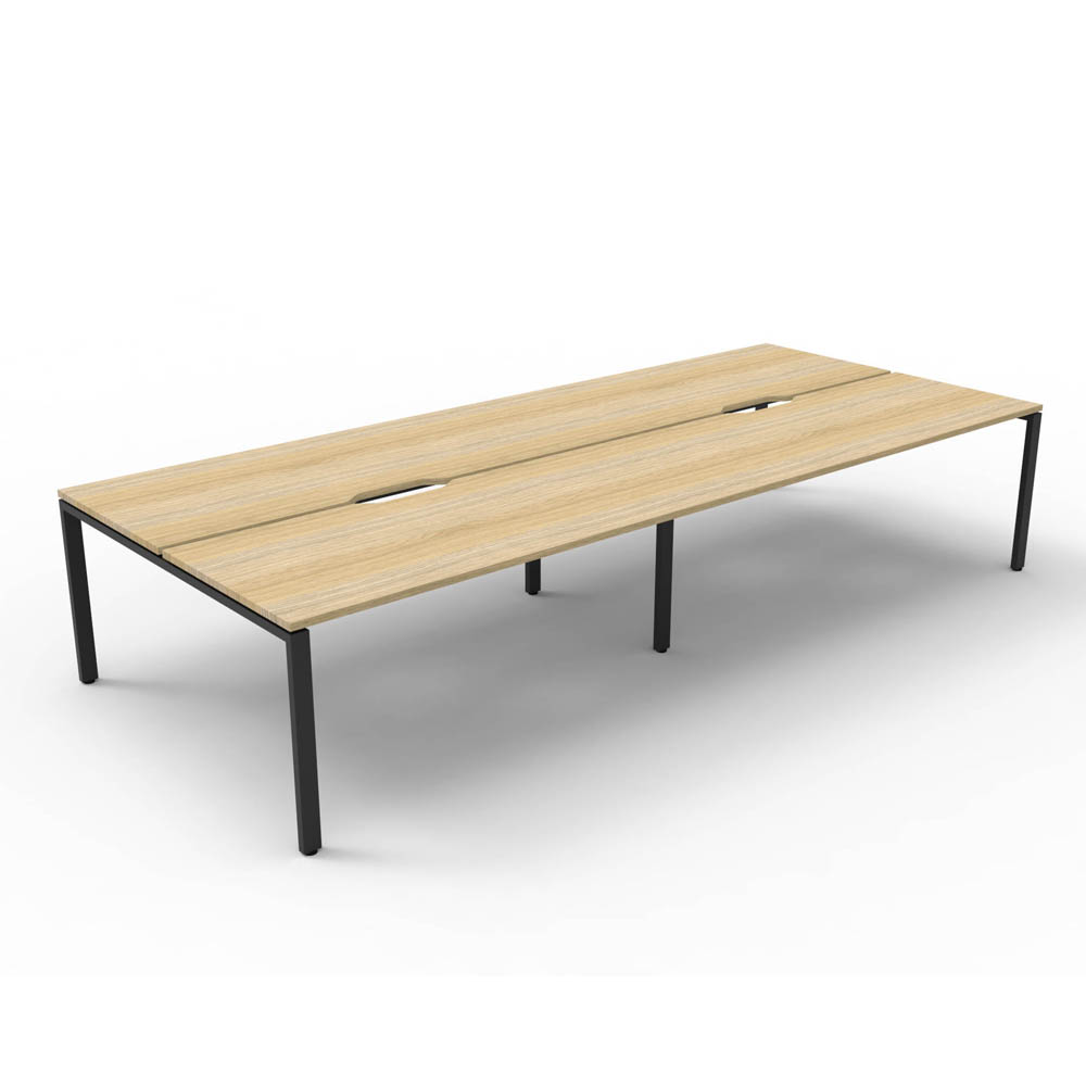RAPID INFINITY DELUXE 4 PERSON PROFILE LEG DOUBLE SIDED WORKSTATION 1200 X 750 X 730MM NATURAL OAK TOP / BLACK FRAME