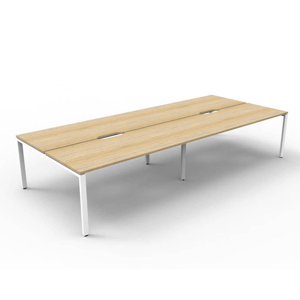 RAPID INFINITY DELUXE 4 PERSON PROFILE LEG DOUBLE SIDED WORKSTATION 1200 X 750 X 730MM NATURAL OAK TOP / WHITE FRAME