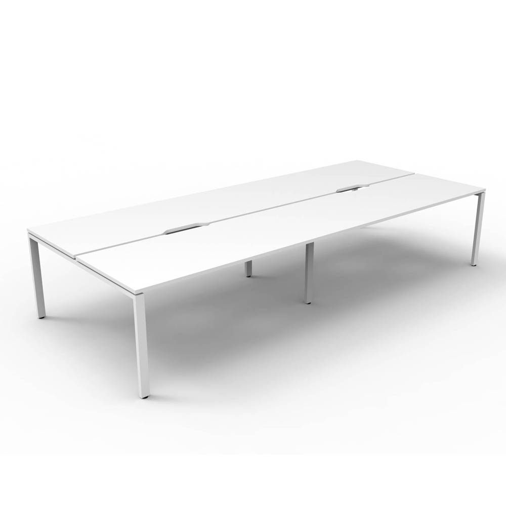 RAPID INFINITY DELUXE 4 PERSON PROFILE LEG DOUBLE SIDED WORKSTATION 1500 X 750 X 730MM NATURAL WHITE TOP / WHITE FRAME
