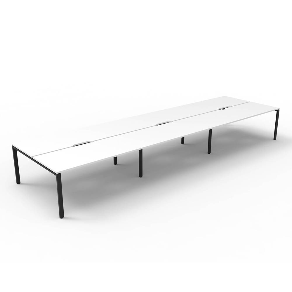 RAPID INFINITY DELUXE 6 PERSON PROFILE LEG DOUBLE SIDED WORKSTATION 1500 X 750 X 730MM NATURAL WHITE TOP / BLACK FRAME