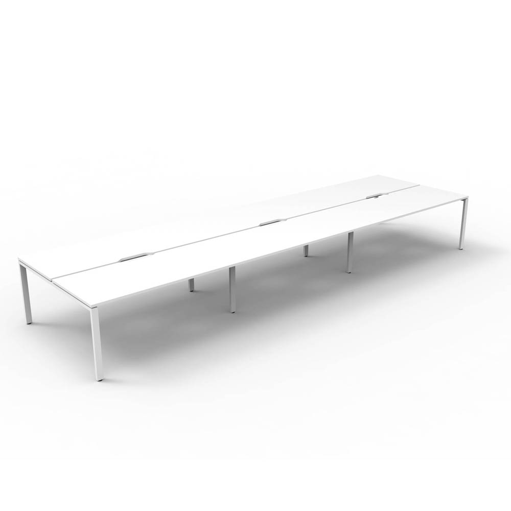 RAPID INFINITY DELUXE 6 PERSON PROFILE LEG DOUBLE SIDED WORKSTATION 1500 X 750 X 730MM NATURAL WHITE TOP / WHITE FRAME