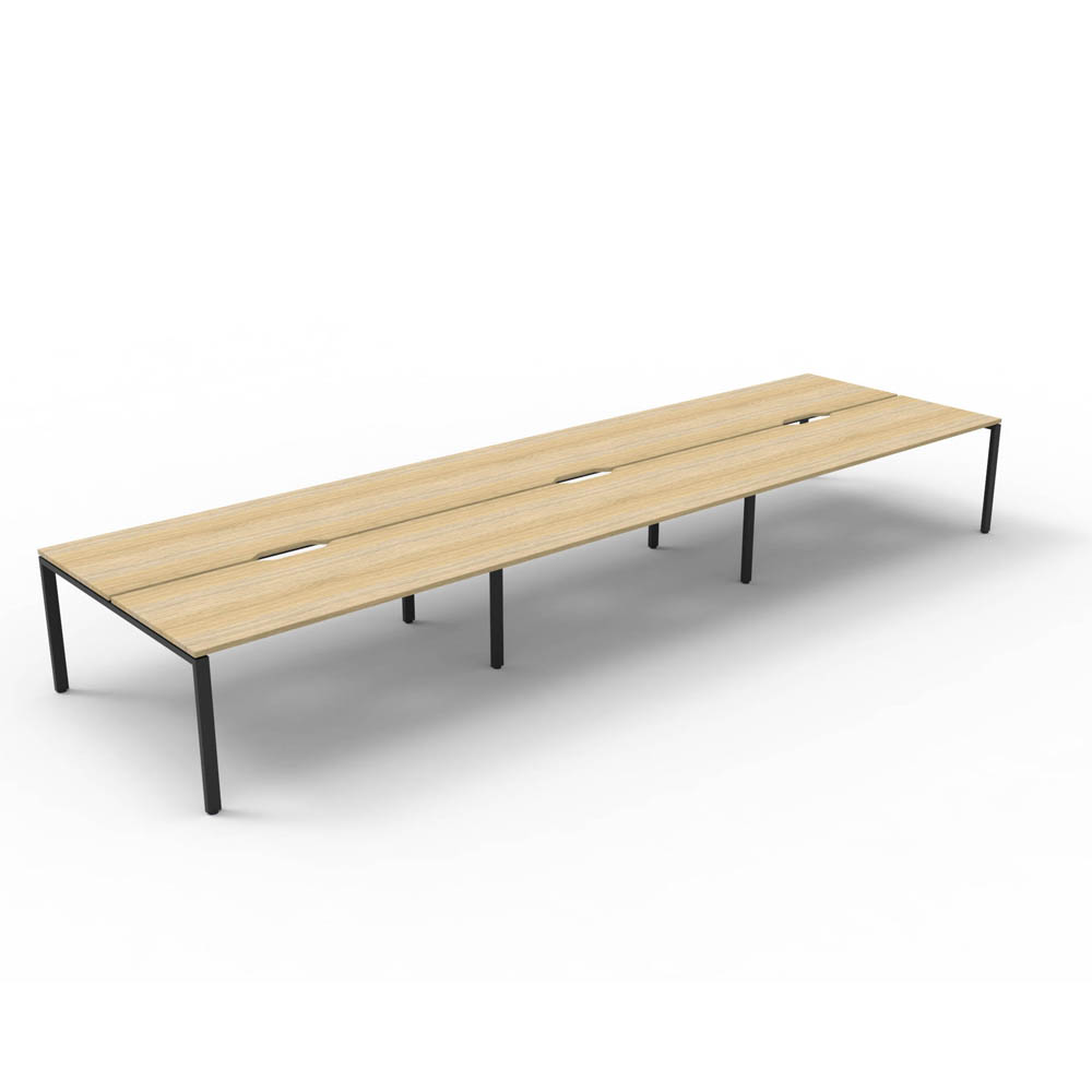 RAPID INFINITY DELUXE 6 PERSON PROFILE LEG DOUBLE SIDED WORKSTATION 1500 X 750 X 730MM NATURAL OAK TOP / BLACK FRAME