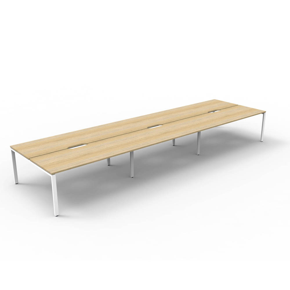 RAPID INFINITY DELUXE 6 PERSON PROFILE LEG DOUBLE SIDED WORKSTATION 1500 X 750 X 730MM NATURAL OAK TOP / WHITE FRAME
