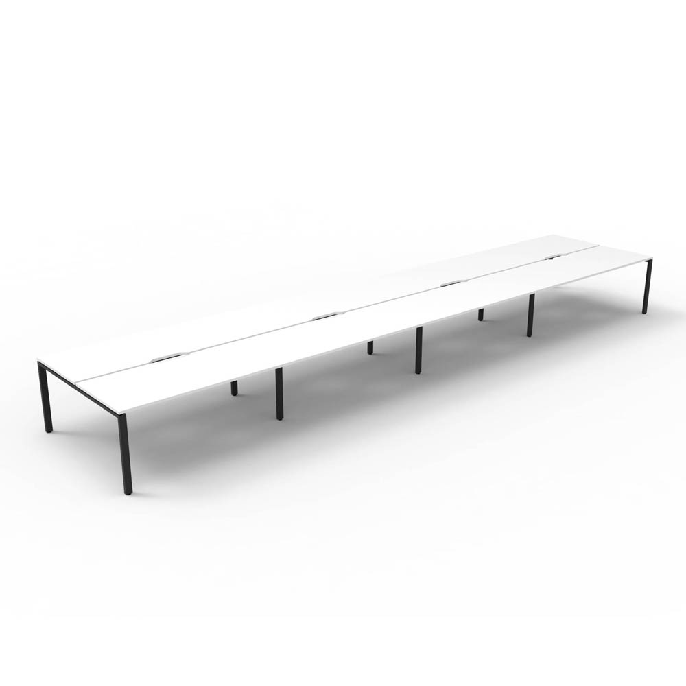 RAPID INFINITY DELUXE 8 PERSON PROFILE LEG DOUBLE SIDED WORKSTATION 1200 X 750 X 730MM NATURAL WHITE TOP / BLACK FRAME