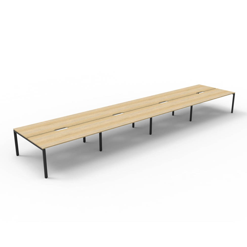 RAPID INFINITY DELUXE 8 PERSON PROFILE LEG DOUBLE SIDED WORKSTATION 1200 X 750 X 730MM NATURAL OAK TOP / BLACK FRAME