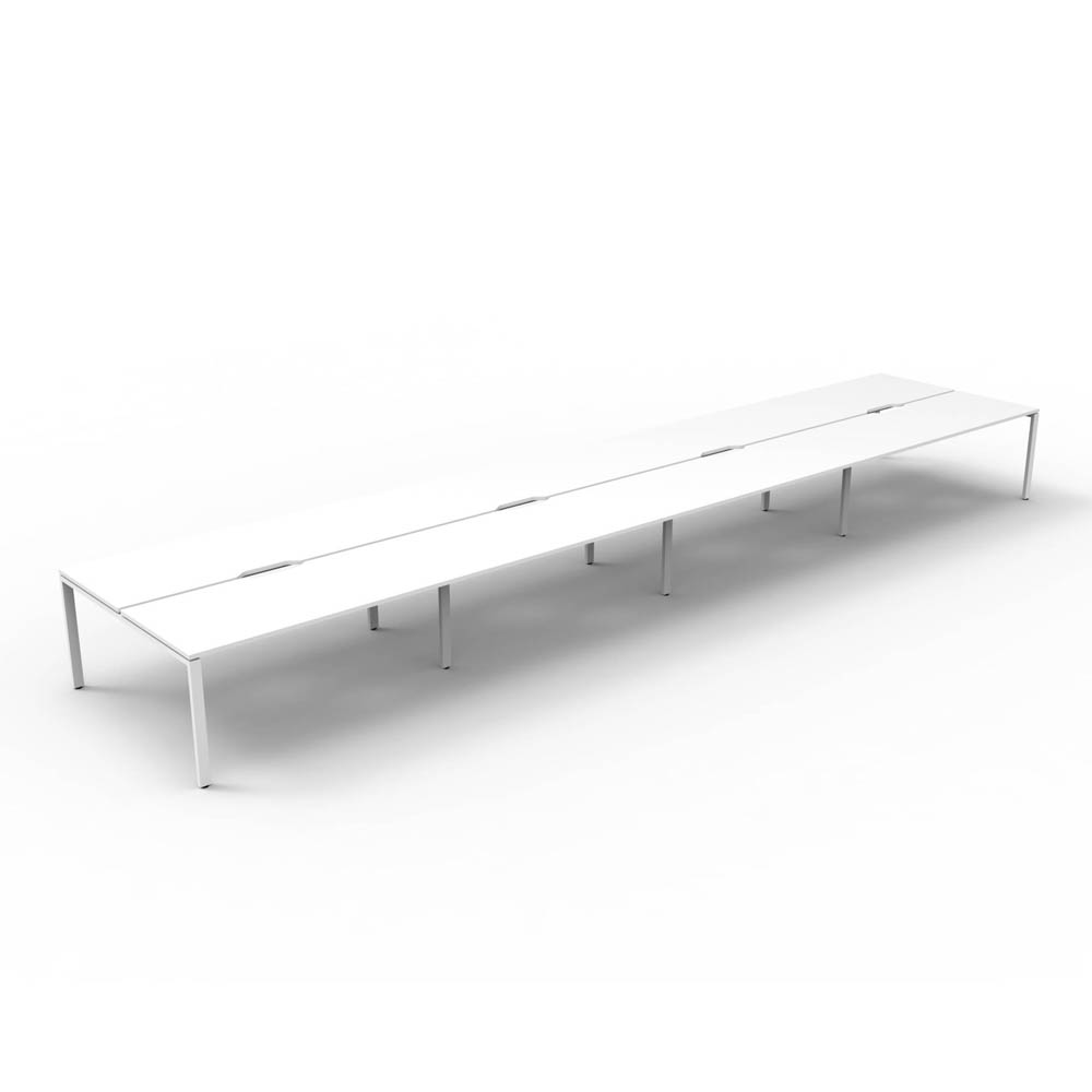 RAPID INFINITY DELUXE 8 PERSON PROFILE LEG DOUBLE SIDED WORKSTATION 1500 X 750 X 730MM NATURAL WHITE TOP / WHITE FRAME