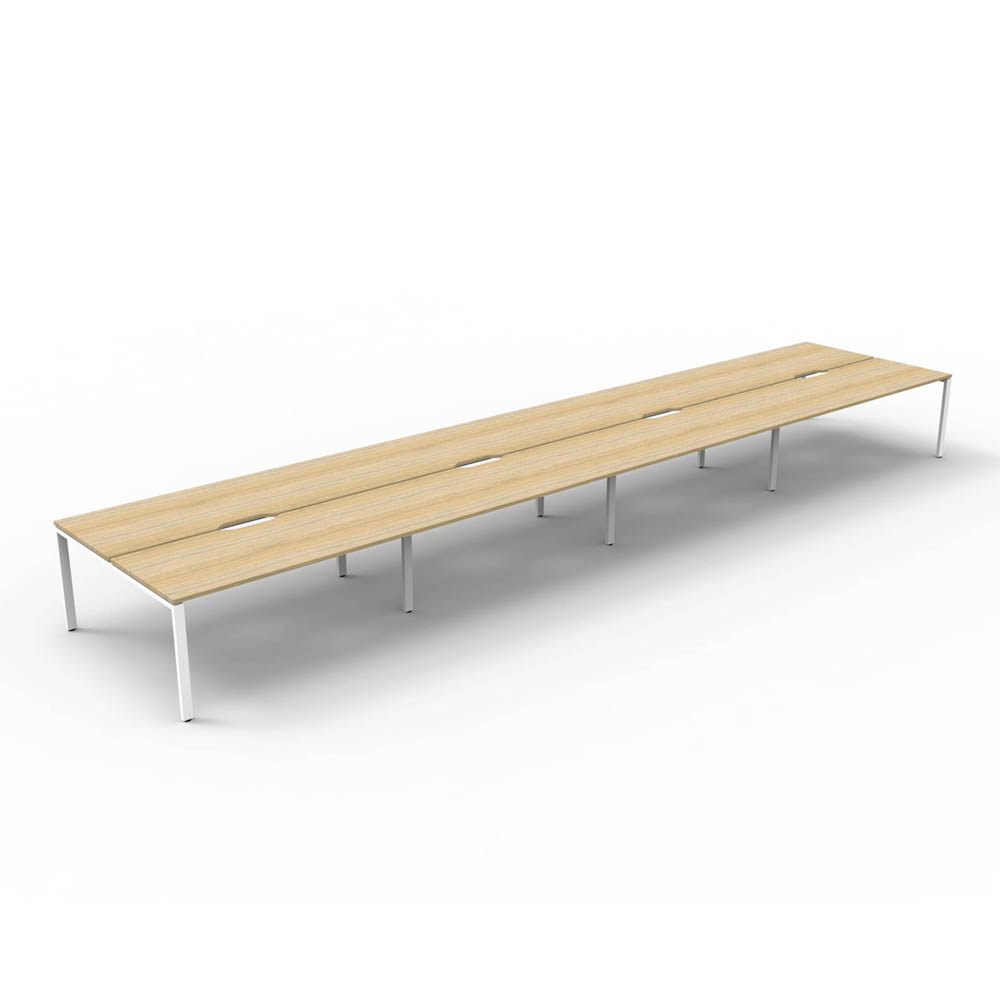 RAPID INFINITY DELUXE 8 PERSON PROFILE LEG DOUBLE SIDED WORKSTATION 1800 X 750 X 730MM NATURAL OAK TOP / WHITE FRAME