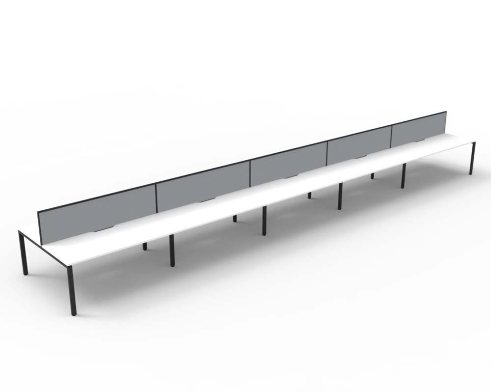 RAPID INFINITY DELUXE 10 PERSON PROFILE LEG DOUBLE SIDED WORKSTATION 1500 X 750 X 730MM GREY SCREEN / NATURAL WHITE TOP / BLACK FRAME