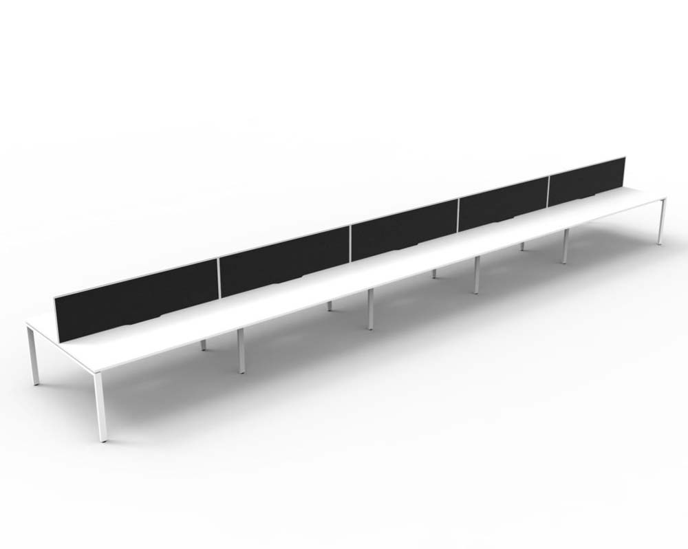 RAPID INFINITY DELUXE 10 PERSON PROFILE LEG DOUBLE SIDED WORKSTATION 1500 X 750 X 730MM BLACK SCREEN / NATURAL WHITE TOP / WHITE FRAME