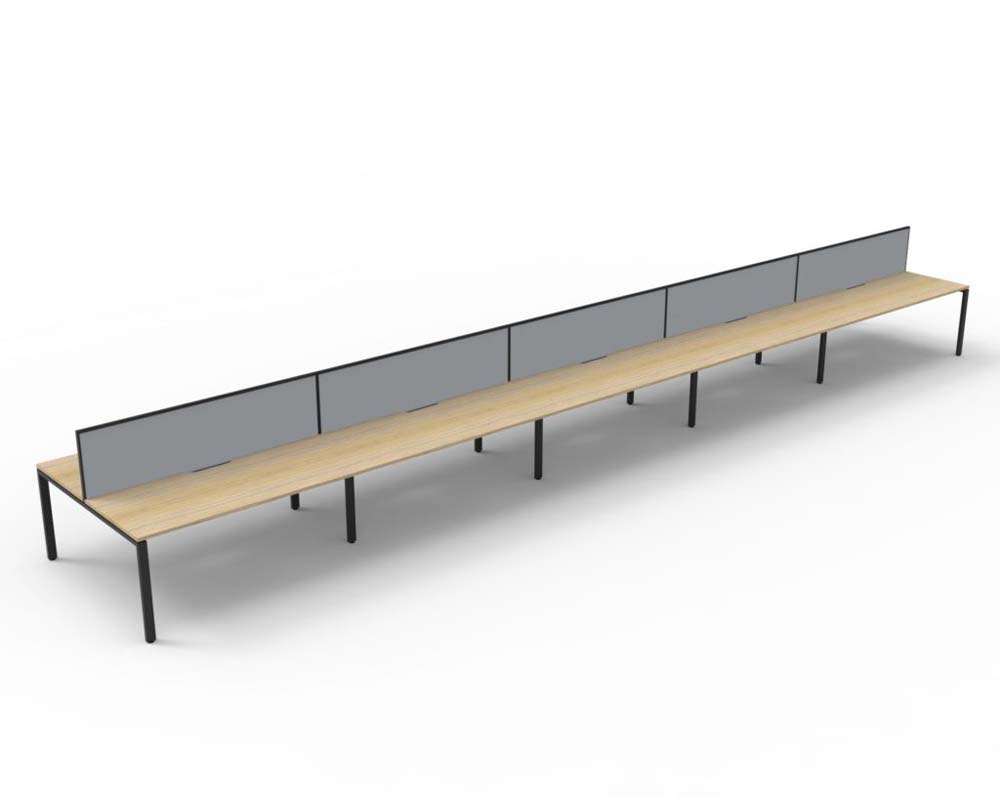 RAPID INFINITY DELUXE 10 PERSON PROFILE LEG DOUBLE SIDED WORKSTATION 1500 X 750 X 730MM GREY SCREEN / NATURAL OAK TOP / BLACK FRAME
