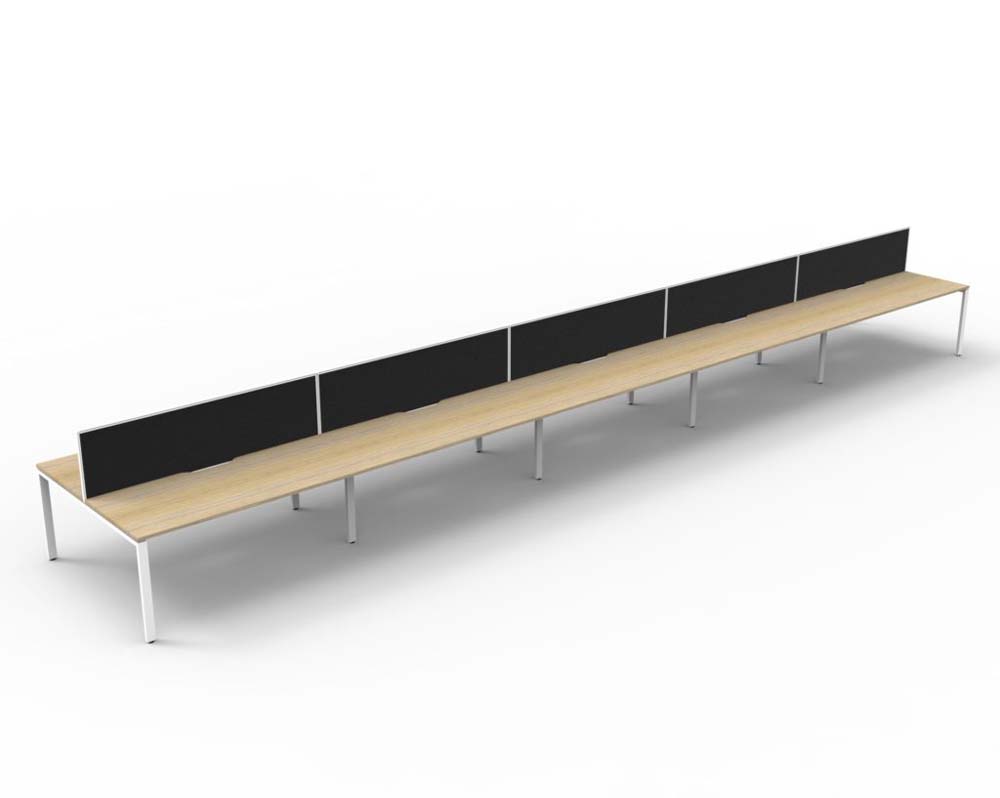 RAPID INFINITY DELUXE 10 PERSON PROFILE LEG DOUBLE SIDED WORKSTATION 1500 X 750 X 730MM BLACK SCREEN / NATURAL OAK TOP / WHITE FRAME