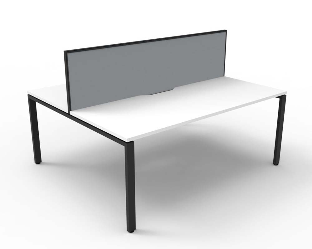RAPID INFINITY DELUXE 2 PERSON PROFILE LEG DOUBLE SIDED WORKSTATION 1200 X 750 X 730MM GREY SCREEN / NATURAL WHITE TOP / BLACK FRAME