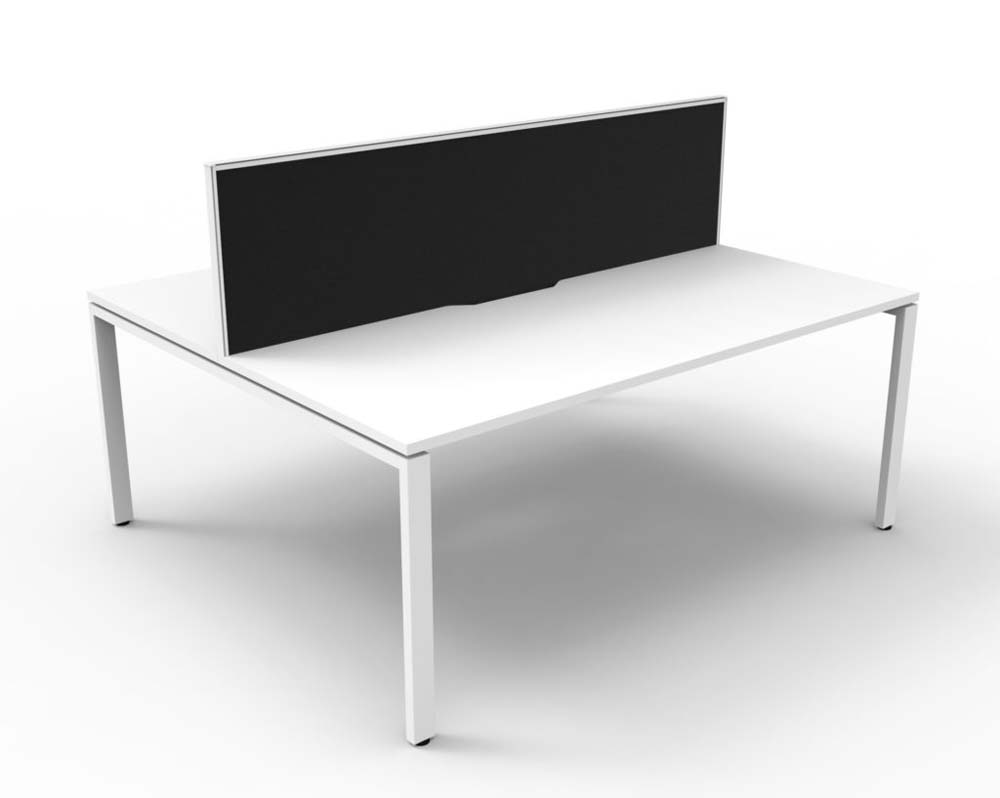 RAPID INFINITY DELUXE 2 PERSON PROFILE LEG DOUBLE SIDED WORKSTATION 1500 X 750 X 730MM BLACK SCREEN / NATURAL WHITE TOP / WHITE FRAME