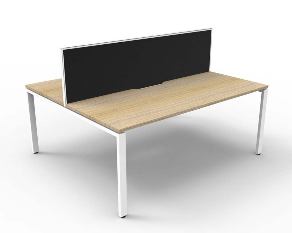 RAPID INFINITY DELUXE 2 PERSON PROFILE LEG DOUBLE SIDED WORKSTATION 1800 X 750 X 730MM BLACK SCREEN / NATURAL OAK TOP / WHITE FRAME