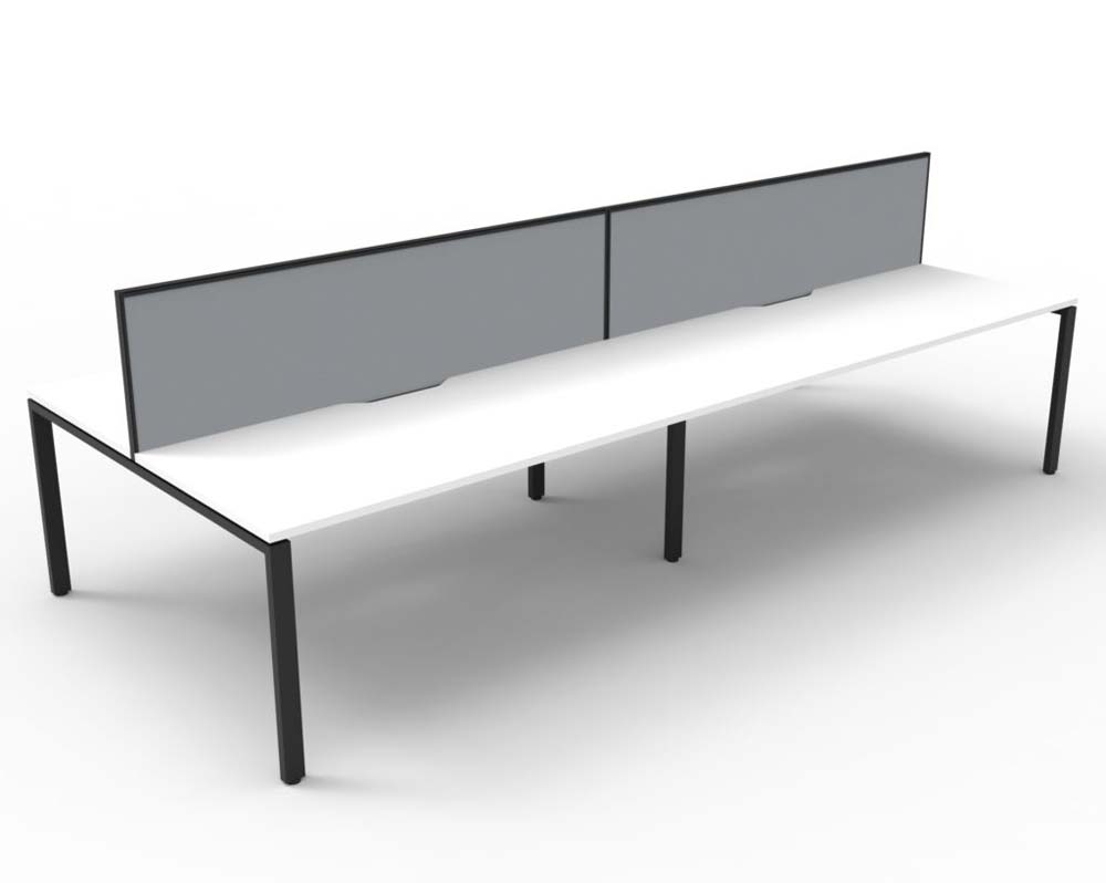 RAPID INFINITY DELUXE 4 PERSON PROFILE LEG DOUBLE SIDED WORKSTATION 1200 X 750 X 730MM GREY SCREEN / NATURAL WHITE TOP / BLACK FRAME