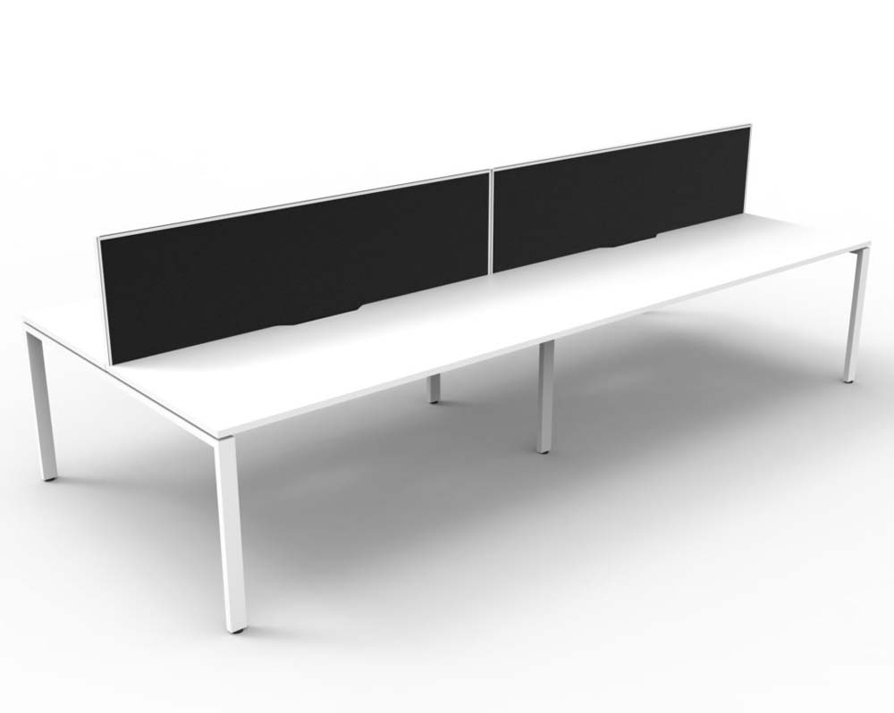 RAPID INFINITY DELUXE 4 PERSON PROFILE LEG DOUBLE SIDED WORKSTATION 1200 X 750 X 730MM BLACK SCREEN / NATURAL WHITE TOP / WHITE FRAME