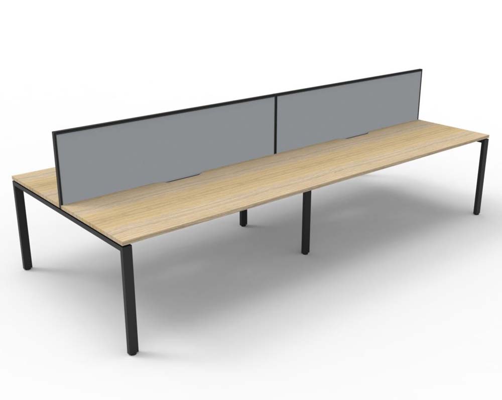 RAPID INFINITY DELUXE 4 PERSON PROFILE LEG DOUBLE SIDED WORKSTATION 1200 X 750 X 730MM GREY SCREEN / NATURAL OAK TOP / BLACK FRAME