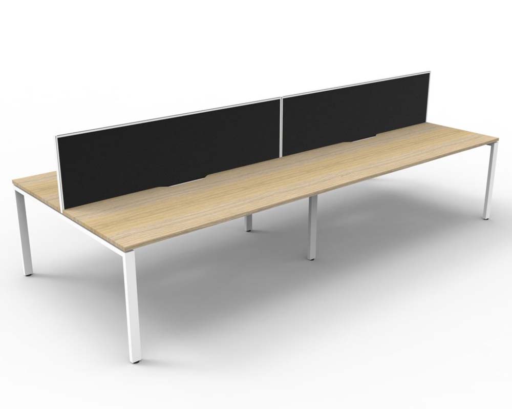 RAPID INFINITY DELUXE 4 PERSON PROFILE LEG DOUBLE SIDED WORKSTATION 1200 X 750 X 730MM BLACK SCREEN / NATURAL OAK TOP / WHITE FRAME