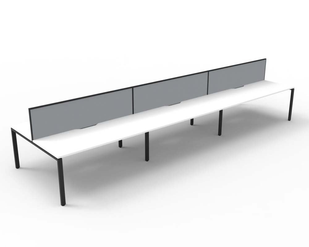 RAPID INFINITY DELUXE 6 PERSON PROFILE LEG DOUBLE SIDED WORKSTATION 1800 X 750 X 730MM GREY SCREEN / NATURAL WHITE TOP / BLACK FRAME