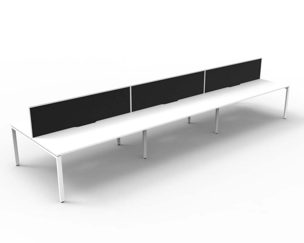 RAPID INFINITY DELUXE 6 PERSON PROFILE LEG DOUBLE SIDED WORKSTATION 1800 X 750 X 730MM BLACK SCREEN / NATURAL WHITE TOP / WHITE FRAME