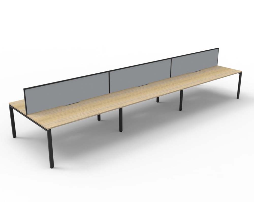 RAPID INFINITY DELUXE 6 PERSON PROFILE LEG DOUBLE SIDED WORKSTATION 1800 X 750 X 730MM GREY SCREEN / NATURAL OAK TOP / BLACK FRAME