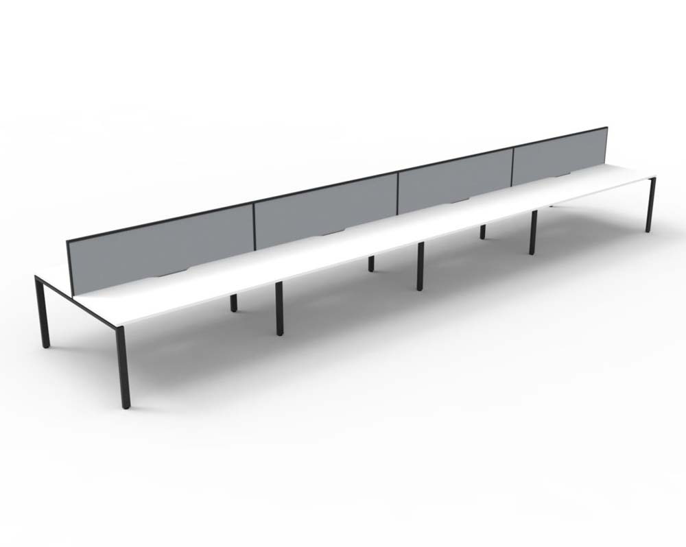 RAPID INFINITY DELUXE 8 PERSON PROFILE LEG DOUBLE SIDED WORKSTATION 1200 X 750 X 730MM GREY SCREEN / NATURAL WHITE TOP / BLACK FRAME