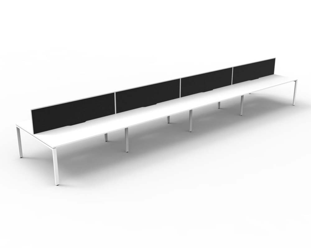 RAPID INFINITY DELUXE 8 PERSON PROFILE LEG DOUBLE SIDED WORKSTATION 1500 X 750 X 730MM BLACK SCREEN / NATURAL WHITE TOP / WHITE FRAME