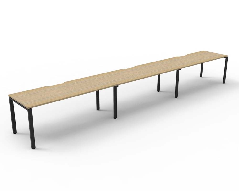 RAPID INFINITY DELUXE 3 PERSON PROFILE LEG SINGLE SIDED WORKSTATION 1500 X 750 X 730MM NATURAL OAK TOP / BLACK FRAME