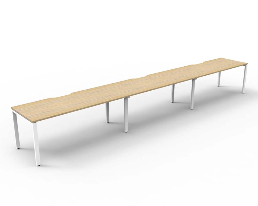 RAPID INFINITY DELUXE 3 PERSON PROFILE LEG SINGLE SIDED WORKSTATION 1800 X 750 X 730MM NATURAL OAK TOP / WHITE FRAME