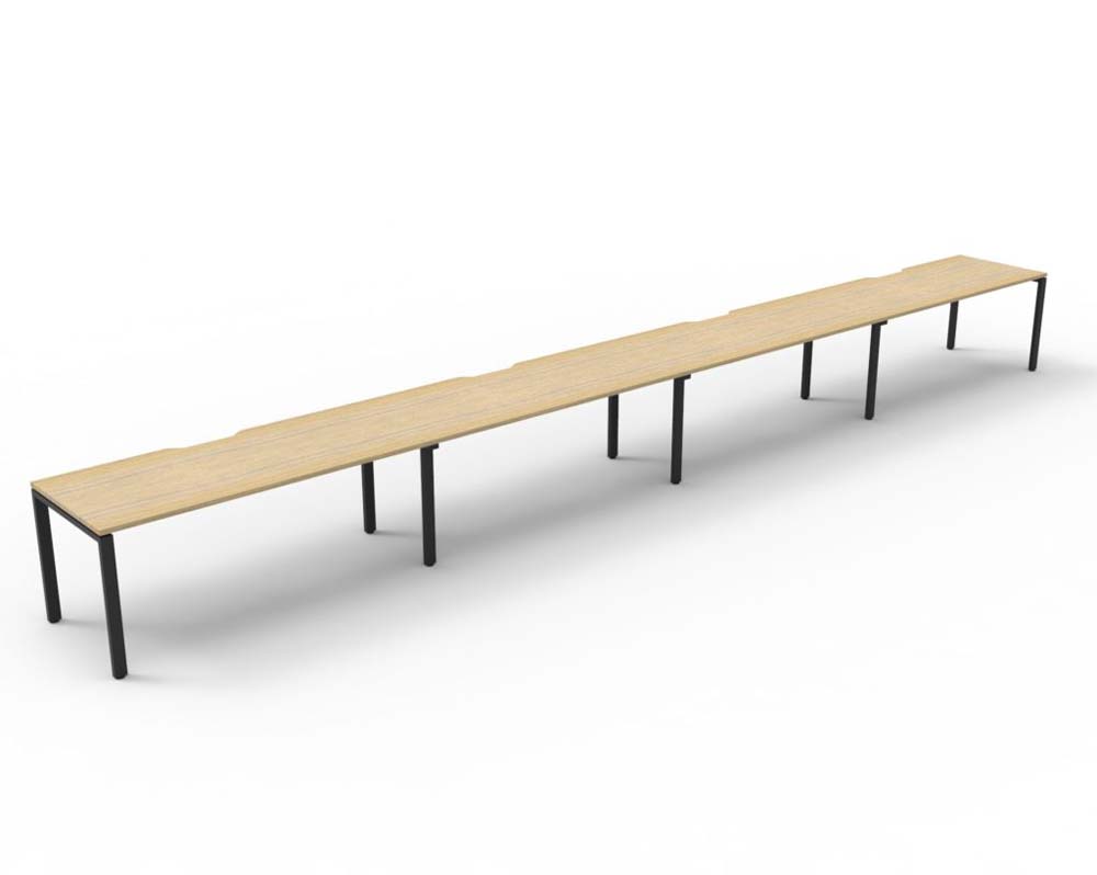 RAPID INFINITY DELUXE 4 PERSON PROFILE LEG SINGLE SIDED WORKSTATION 1200 X 750 X 730MM NATURAL OAK TOP / BLACK FRAME